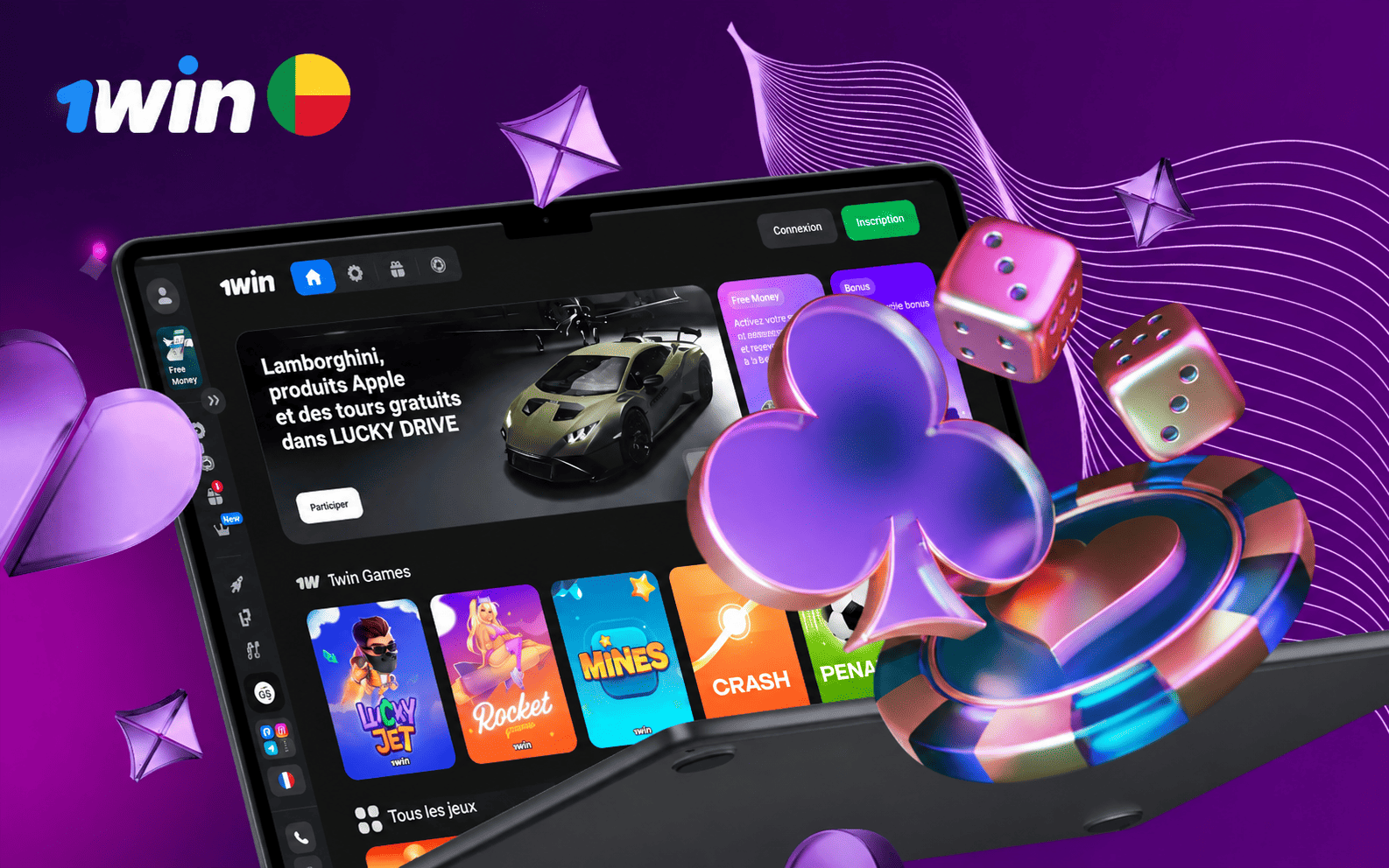 1win Bénin : slots, crash, live et paris sur un seul compte